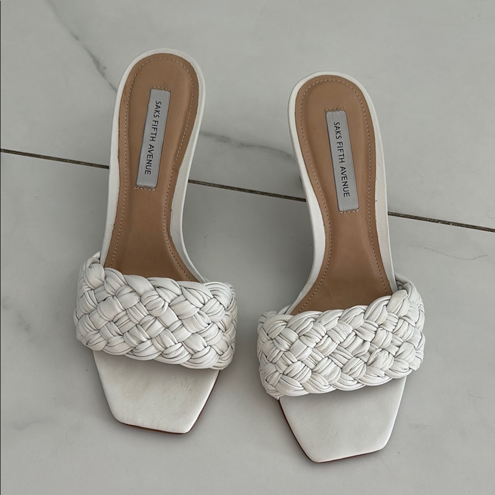 Saks Fifth Avenue White Braided Women's Shoes